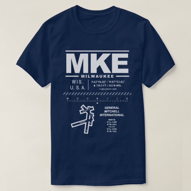 General Mitchell International Airport MKE T-Shirt (Design Front)