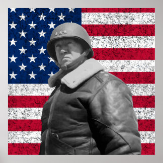 General Patton and The American Flag Poster