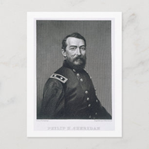 General Philip Sheridan, engraved from a photograp Postcard