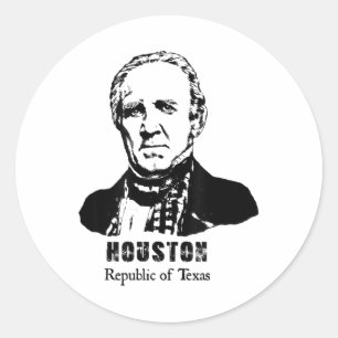 General President Sam Houston Republic Texas Revol Classic Round Sticker