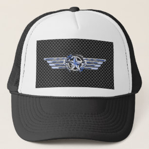 General Private Air Pilot Chrome Like Star Wings Trucker Hat