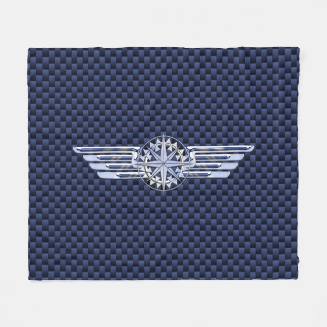 General Private Air Pilot Chrome Like Wings Fleece Blanket (Front (Horizontal))