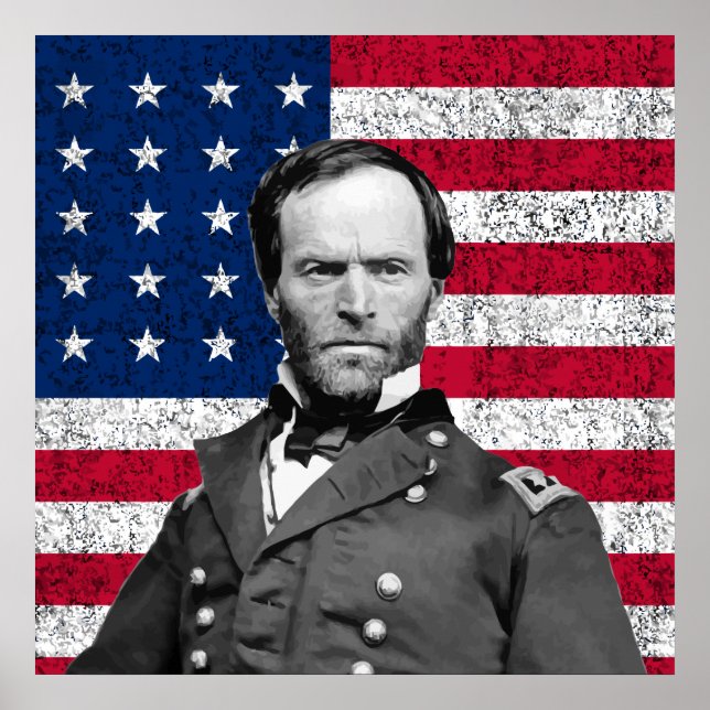 General Sherman and The American Flag Poster (Front)