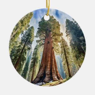 General Sherman Sequoia National Park Watercolor Ceramic Tree Decoration