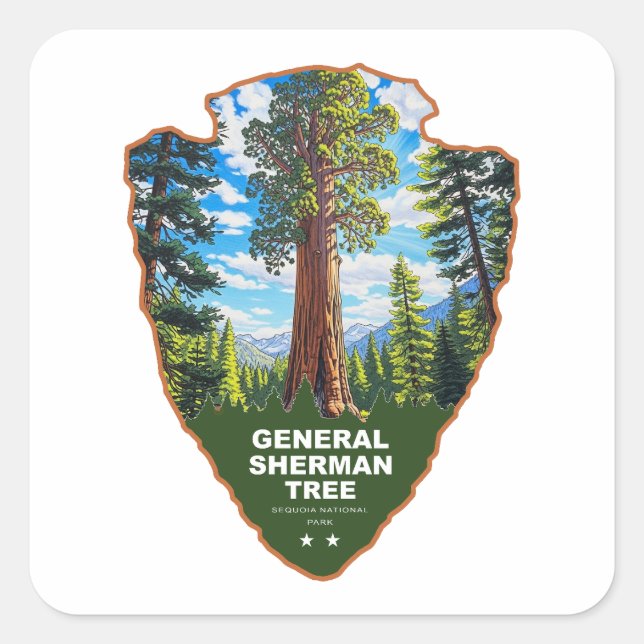 General Sherman Tree Sequoia NP Arrowhead Square Sticker (Front)