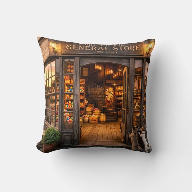 General Store Throw Pillow (Front)