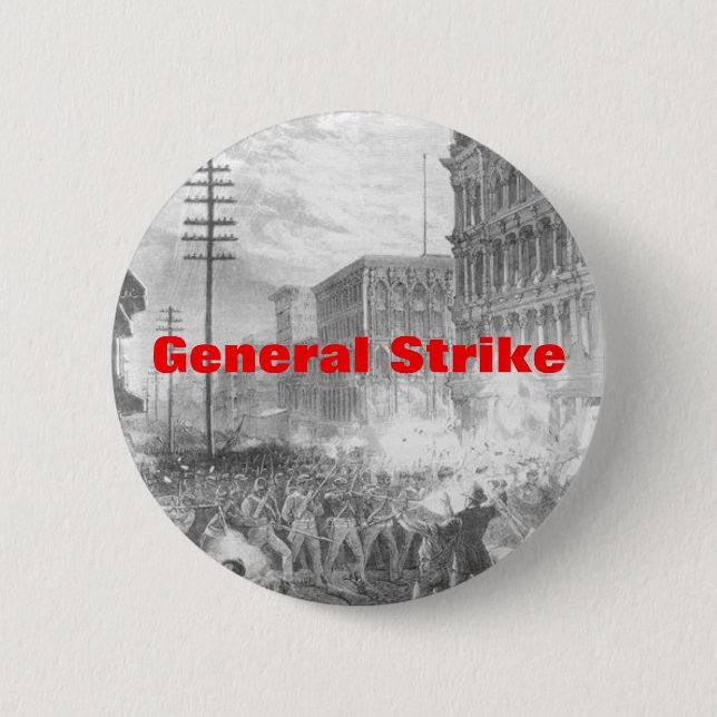 general strike 6 cm round badge (Front)