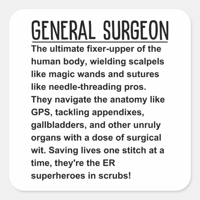 General surgeon  square sticker (Front)