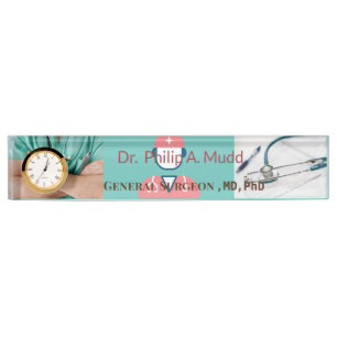 General Surgeon turquoise background Acrylic Desk  Nameplate