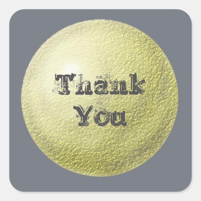 General Thank You Appreciation Yellow Artistic Orb Square Sticker (Front)