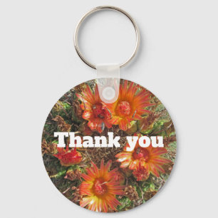 General Thank You Orange Cactus Flower Photo Key Ring