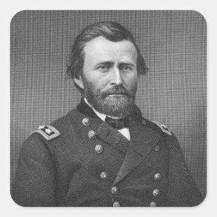 General Ulysses Simpson Grant, engraved after a da Square Sticker