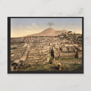 General view and Vesuvius, Pompeii, Italy vintage Postcard