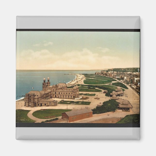 General view, Dieppe, France vintage Photochrom Magnet (Front)