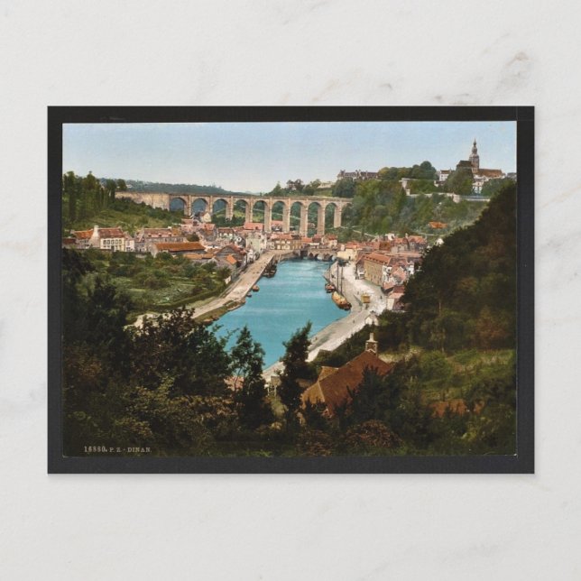 General view, Dinan, France vintage Photochrom Postcard (Front)