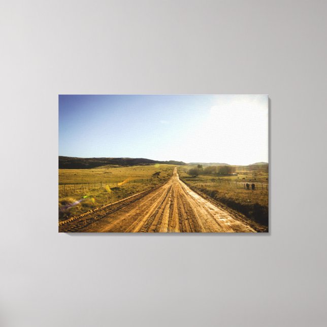 General View Of A Mountain Road With Sun Canvas Print (Front)
