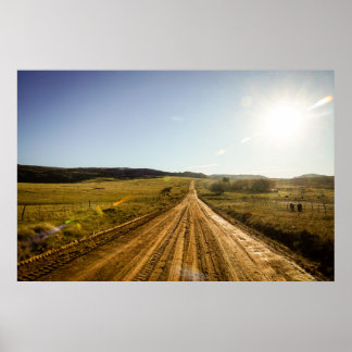 General View Of A Mountain Road With Sun Poster