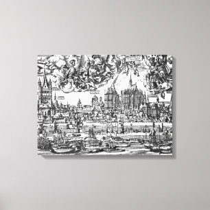 General View of Cologne, 1531 (engraving) (b/w pho Canvas Print