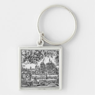 General View of Cologne, 1531 (engraving) (b/w pho Key Ring