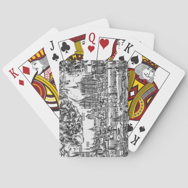General View of Cologne, 1531 (engraving) (b/w pho Playing Cards (Back)