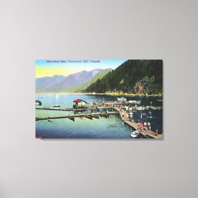 General View of Horseshoe Bay and Crowded Harbour Canvas Print (Front)