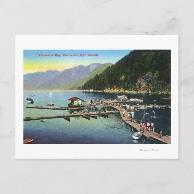 General View of Horseshoe Bay and Crowded Harbour Postcard (Front)