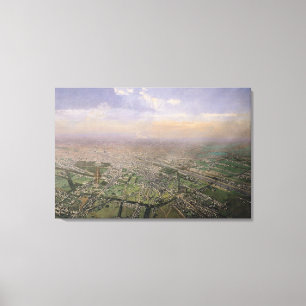 General view of Paris from a hot-air balloon Canvas Print