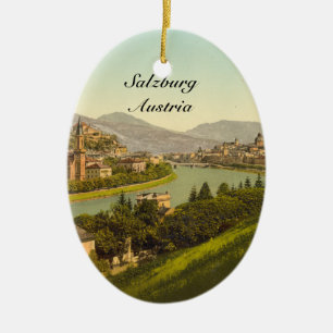 General View of Salzburg, Austria Ceramic Tree Decoration