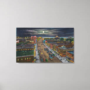 General View of Surf Avenue at Night Canvas Print