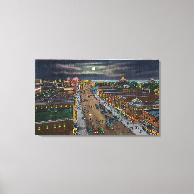 General View of Surf Avenue at Night Canvas Print (Front)