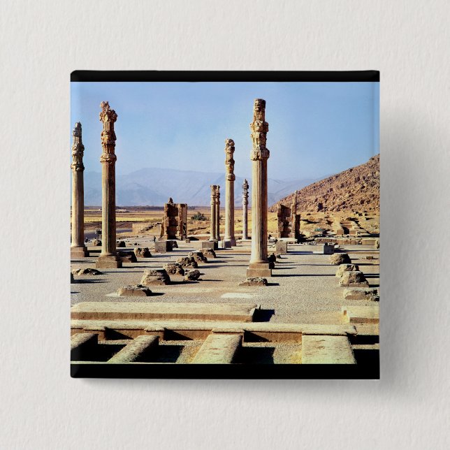 General view of the Apadana  founded c.518 BC 15 Cm Square Badge (Front)