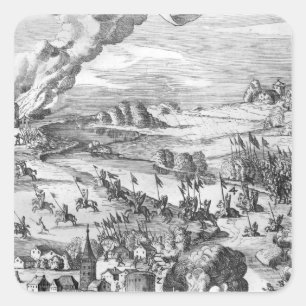 General view of the battle of Muhlberg Square Sticker