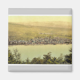 General view, Rudesheim, the Rhine, Germany classi Magnet
