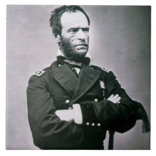 General William T. Sherman (1820-91) (b/w photo) Tile