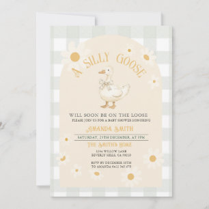 Generally Neutral Daisy Green Goose Baby Shower  Invitation