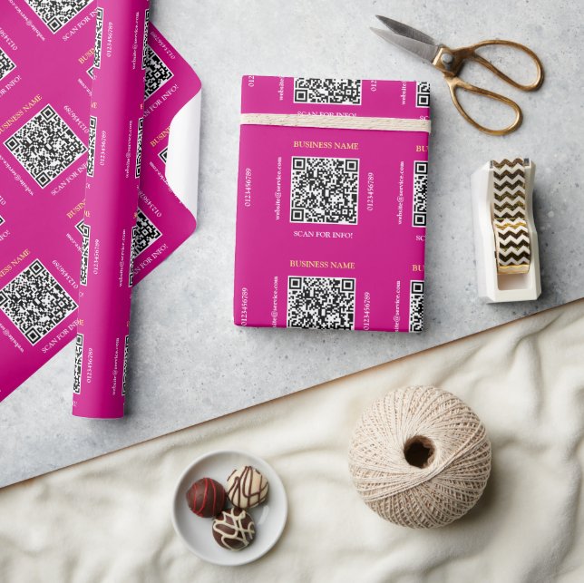 Generate QR Code Business Name Website, Fuchsia Wrapping Paper (Crafts)