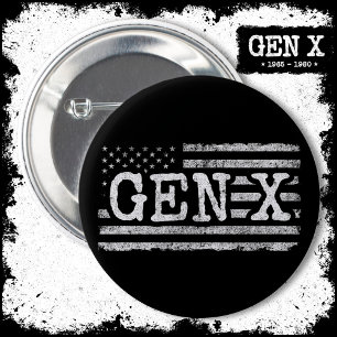 Generation X American Flag Proud Gen Xer Gen X 6 Cm Round Badge