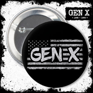 Generation X American Flag Proud Gen Xer Gen X 6 Cm Round Badge