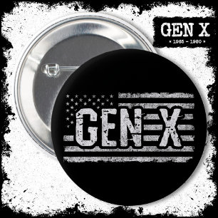 Generation X Gen Xer American Flag Proud Gen X 6 Cm Round Badge