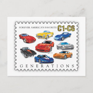 GENERATIONS OF AUTOMOBILE ART HOLIDAY POSTCARD
