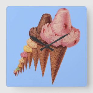 generations of ice cream cones square wall clock