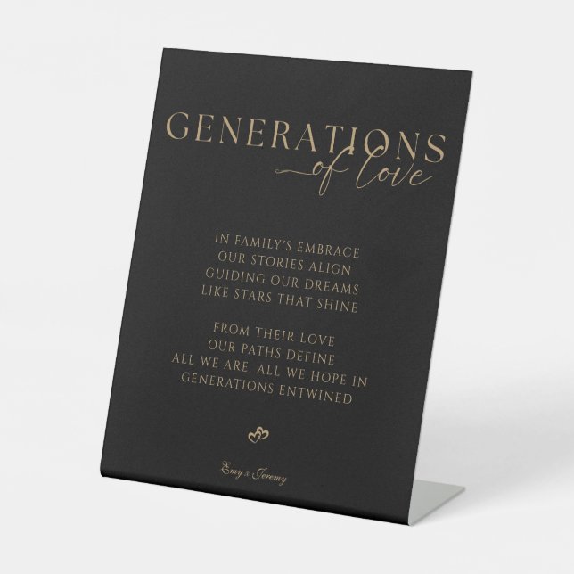 Generations of love Golden Black Wedding Sign (Front)