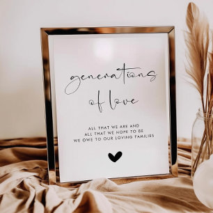 Generations of Love Modern Style Wedding Sign