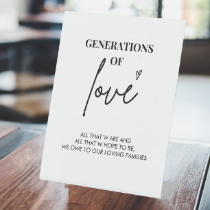 Generations of Love   Modern Wedding Table Sign