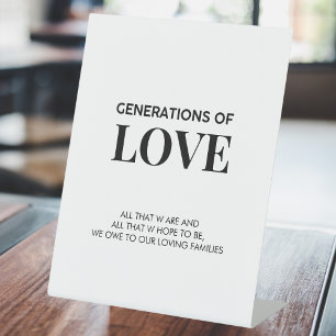 Generations of Love   Modern Wedding Table Sign