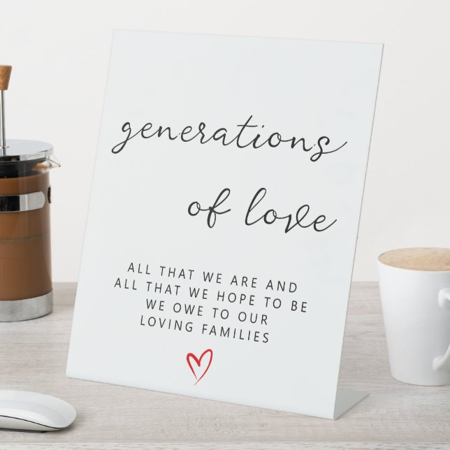 Generations of Love Pedestal Sign (In SItu)