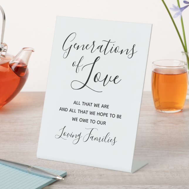 Generations Of Love Wedding Table Pedestal Sign (In SItu)