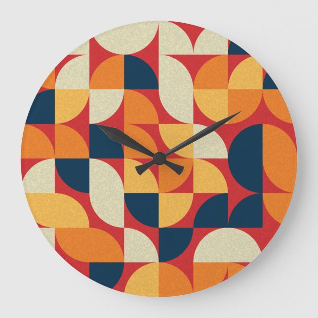 Generative Art: Colourful Quarter Circles Large Clock (Front)