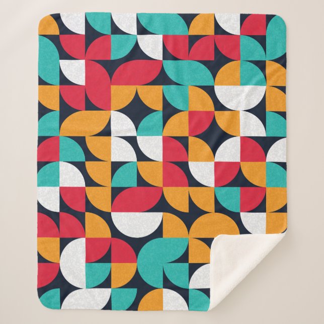 Generative Art: Colourful Triangle Pattern Sherpa Blanket (Front)
