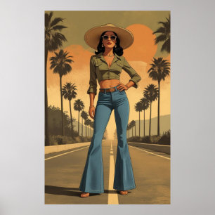 generative content 70's Woman in Bellbottoms Poster
